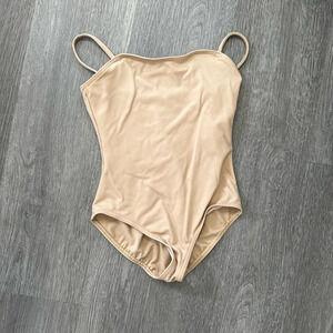 Girl's Beige Tan Capezio Thin Strap Leotard Size Large